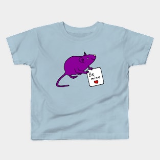 Purple Rat says Be Mine It's Valentines Day Kids T-Shirt